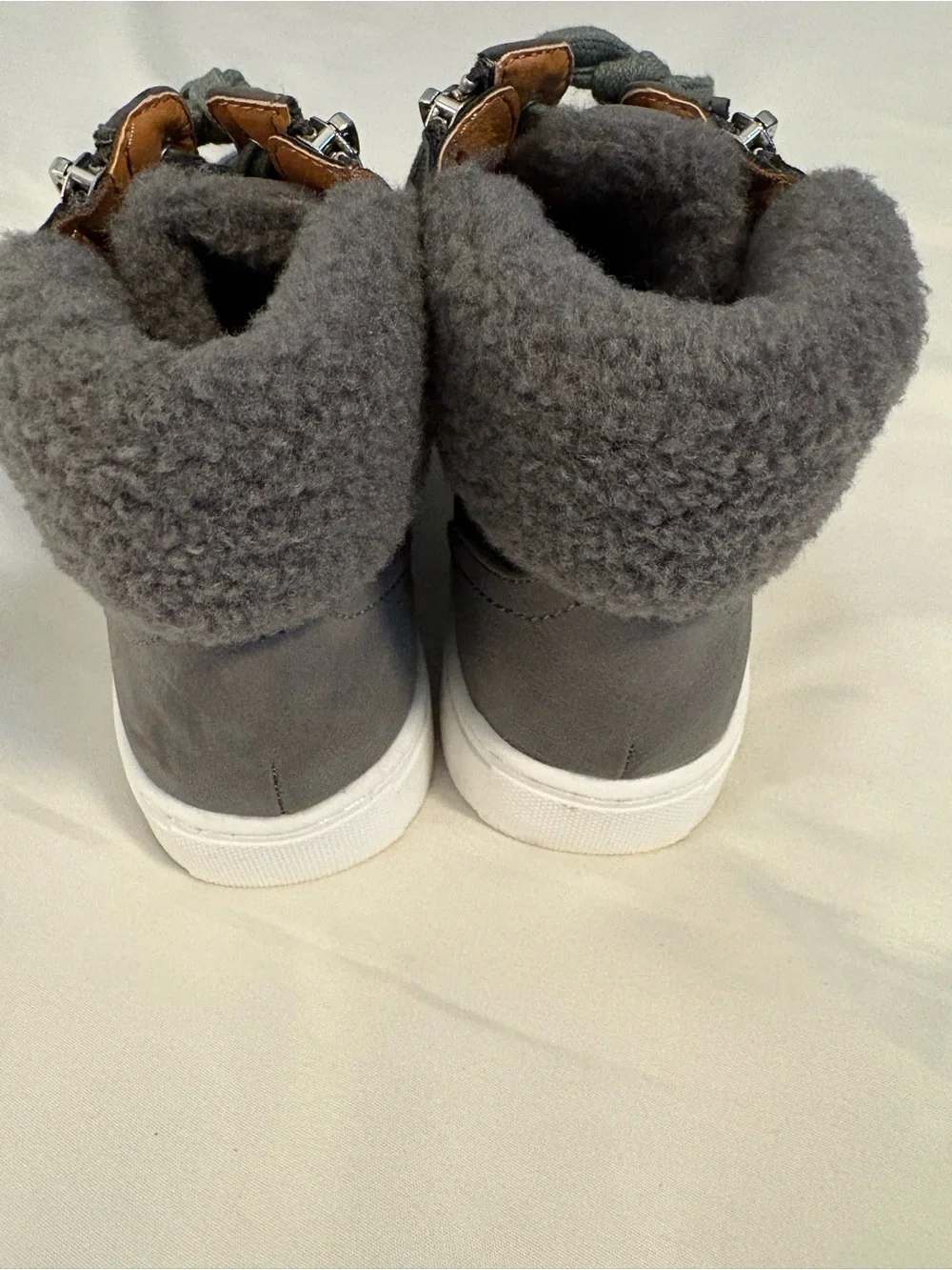 DV by Dolce Vita Gray High-Top Sneakers with Sherpa Collar